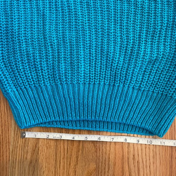 LAUREN ALLEN PEACOCK BLUE WOMENS CREWNECK CABLE KNIT VINTAGE SWEATER SZ MED NWT - Picture 10 of 11